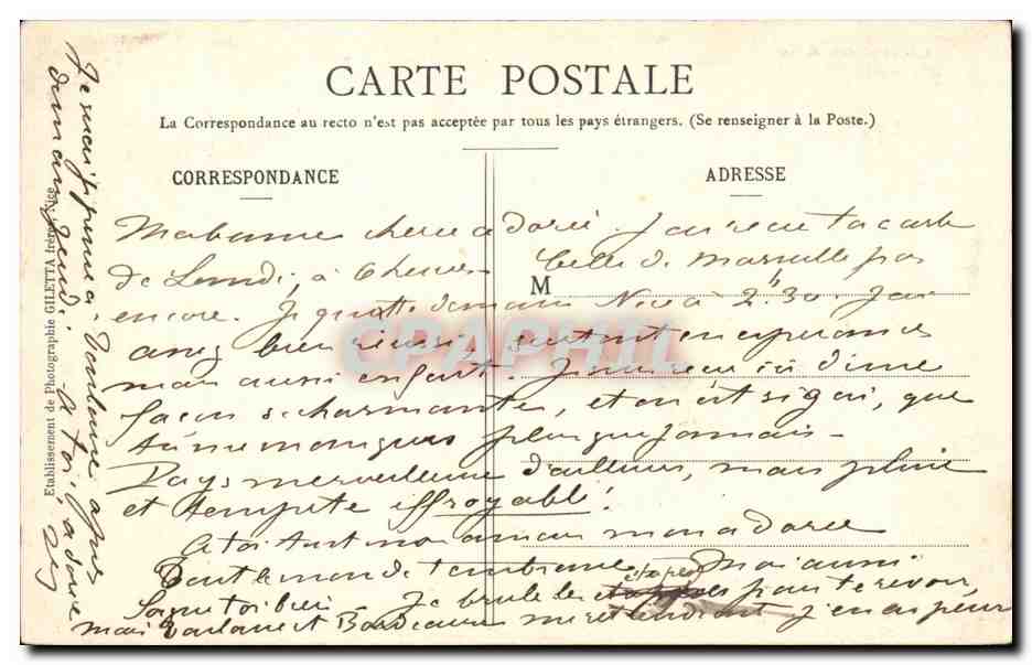 Nice CPA La promenade du Midi et palais de la jetee — Rückseite