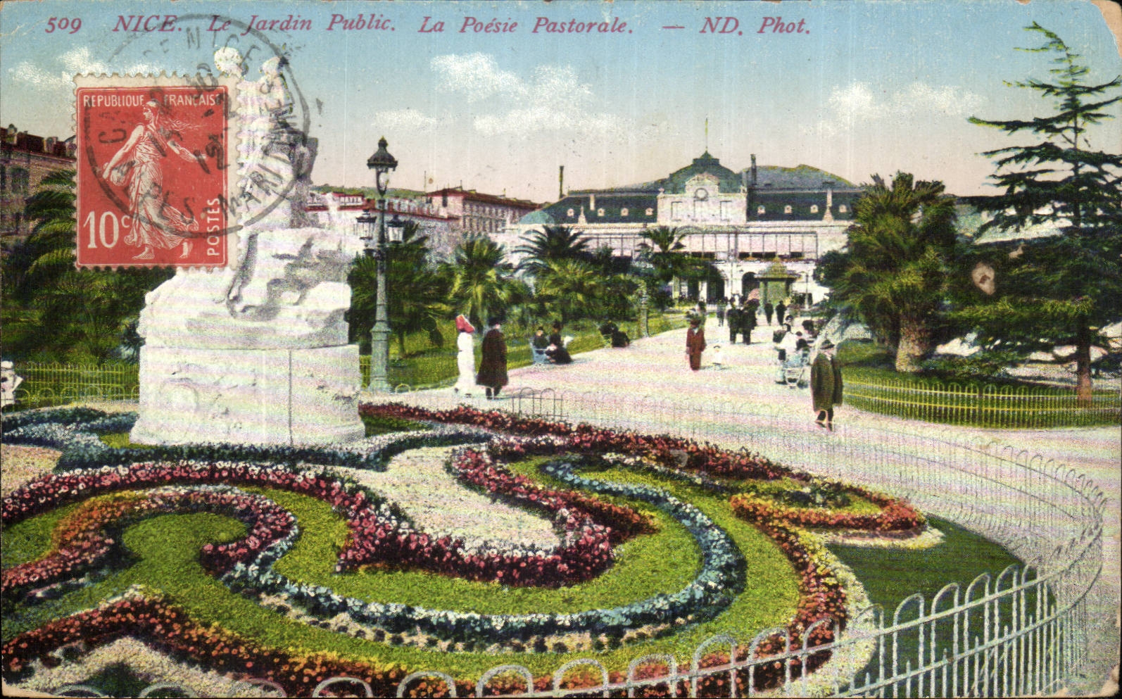 Nice CPA Le jardin pubic a poesie pastorale