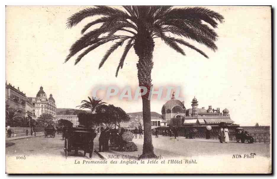 Nice CPA La promenade des Anglais la jetee et l'hotel Ruhl