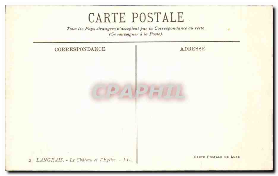 CPA Langeais Le chateau et l'eglise — Rückseite