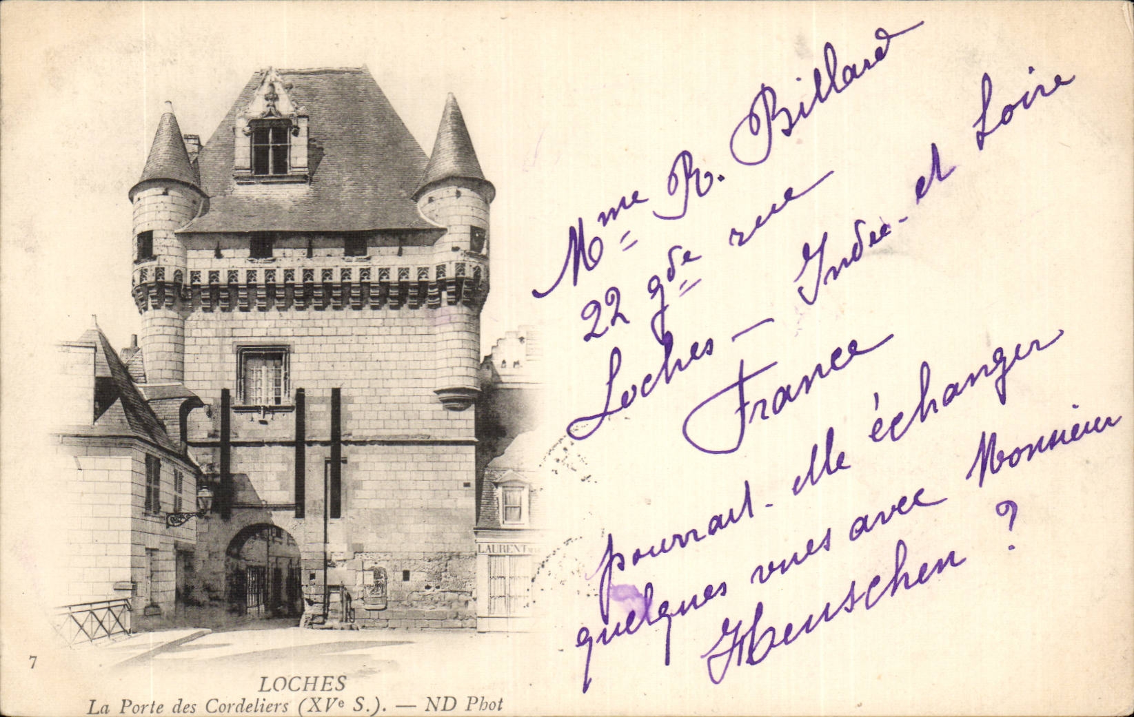 Loches CPA Chateau La porte des Cordeliers