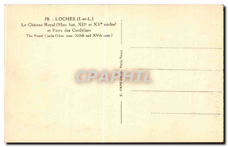 Loches CPA Le chateau royal et porte des cordeliers — Rückseite