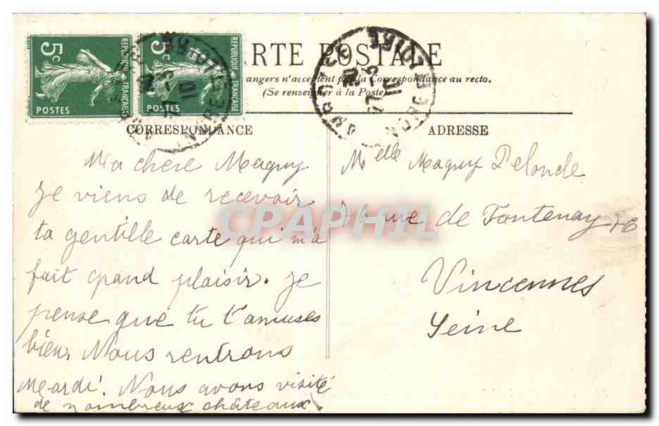 CPA Chateau de Chenonceaux Les jardins — Rückseite