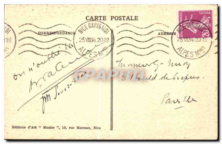 CPA Nice Vue generale — Rückseite