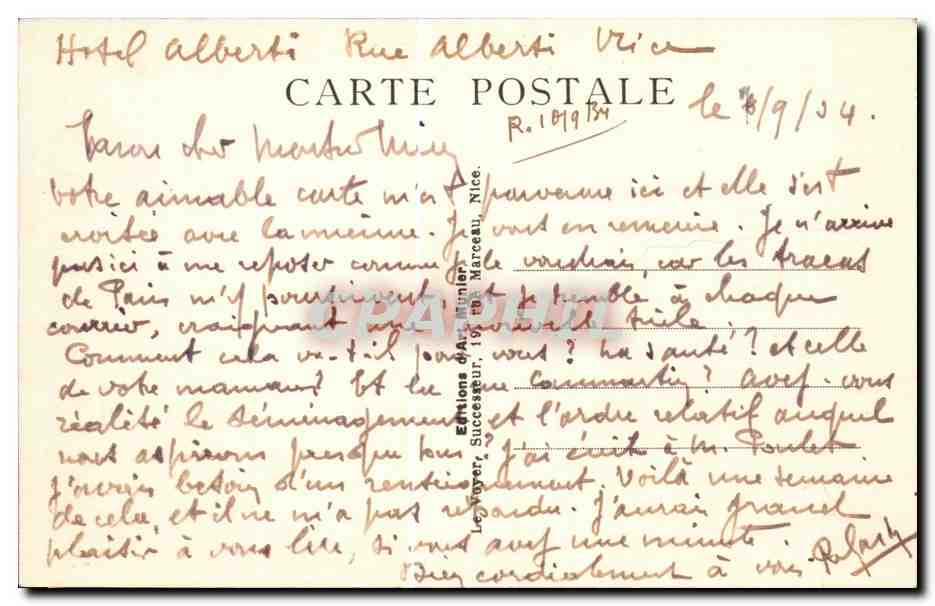 CPA Nice Vue generale prise du Mont Blanc — Verso