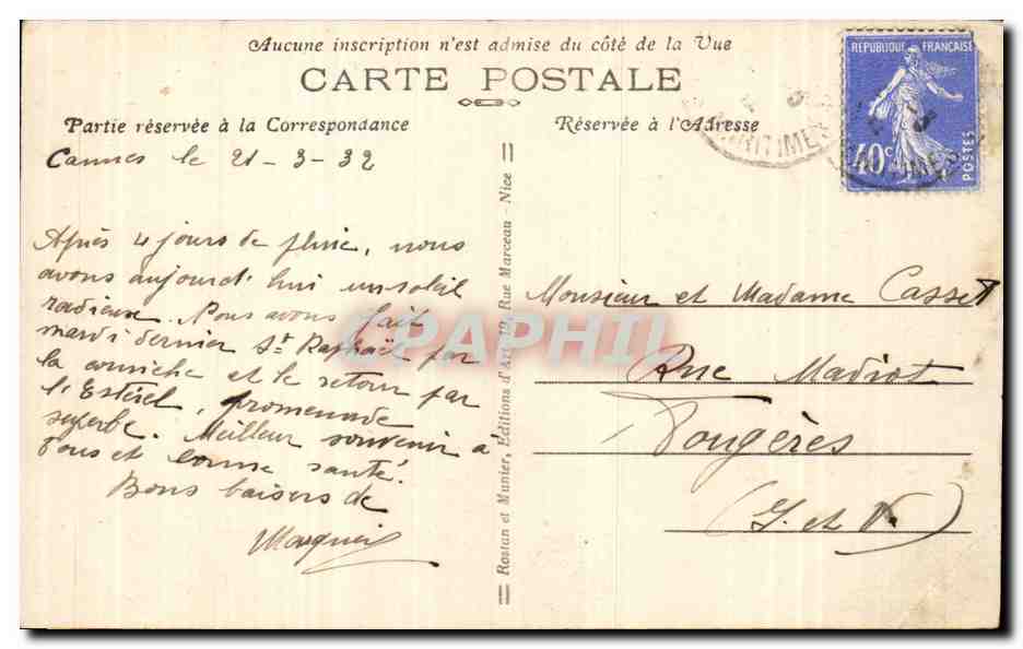 CPA Nice Promenade des anglais et jetee promenade — Rückseite