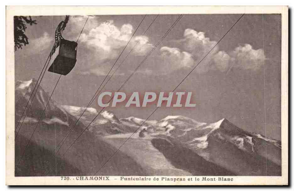 CPA Chamonix Funiculaire de planpraz et le Mont Blanc