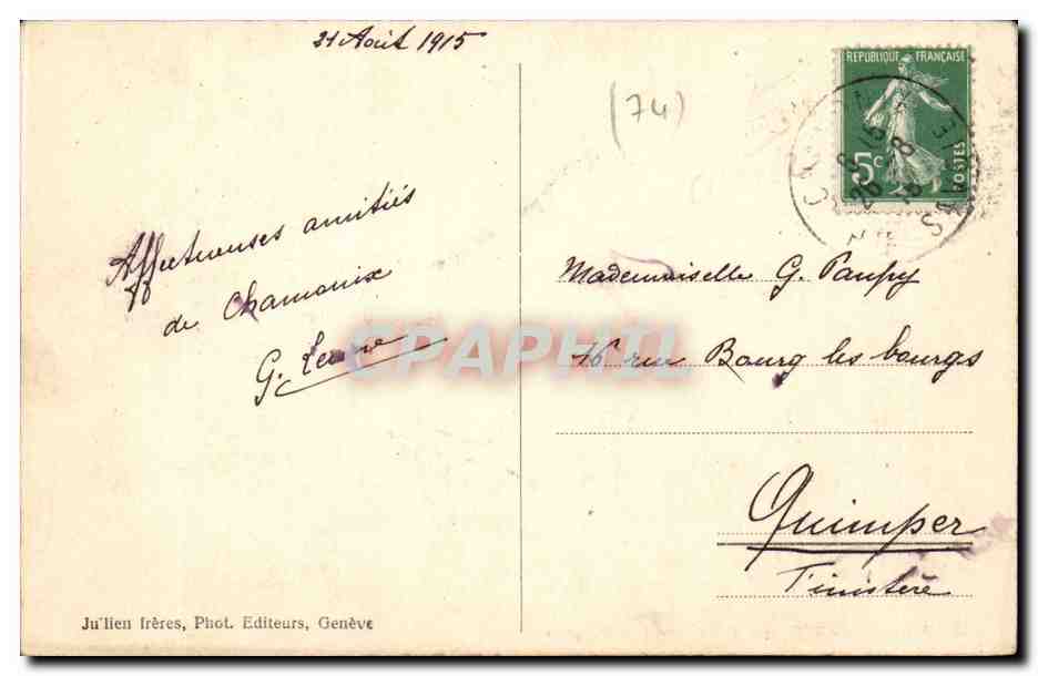 CPA Chamonix Village et glacier des Bossons — Verso
