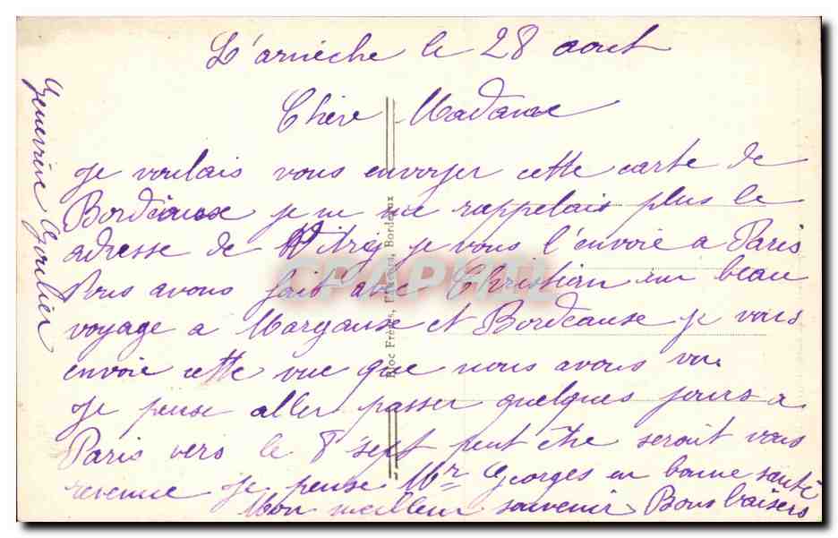 CPA Bordeaux La grosse cloche — Verso