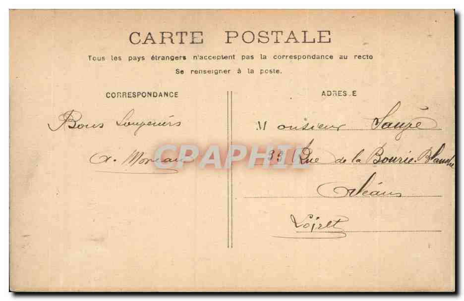 CPA Bordeaux Cours du chapeau rouge La Bourse — Verso