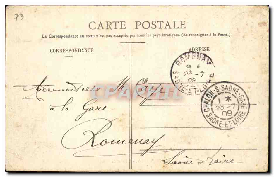 CPA Chambery L'hotel de ville — Rückseite