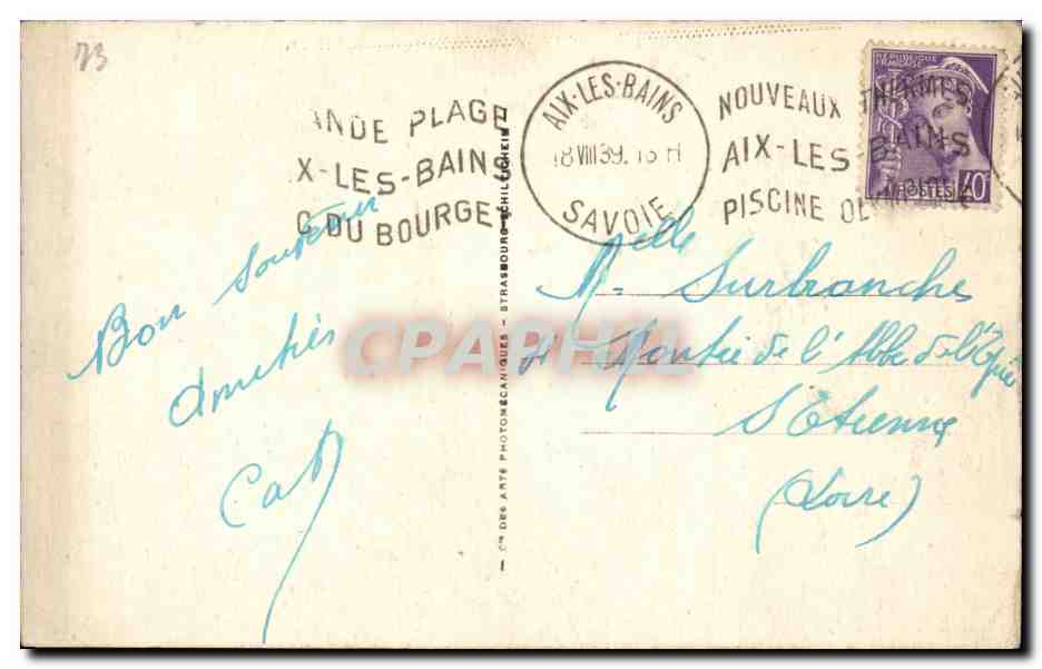 CPA Aix les Bains Vue generale et le revard — Rückseite