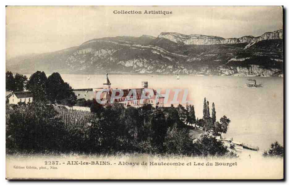 CPA Aix les Bains Abbaye de Hautecombe et lac du Bourget