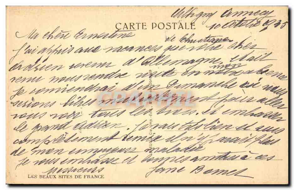 Annecy — Il Ponte degli Amori — Editore Les Beaux Sites de France, n° 12497 — Verso