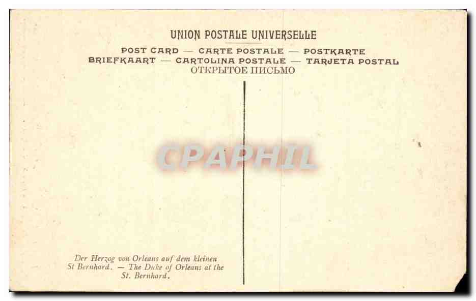 CPA Horace Vernet Le duc d'Orleans demande l'hospitalite aux religieux du petit Saint Bernard Musee Conde Chantilly — Verso