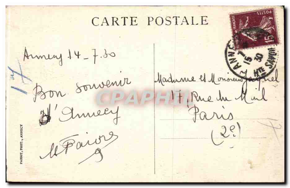 CPA Annecy Le lac et les cygnes — Rückseite