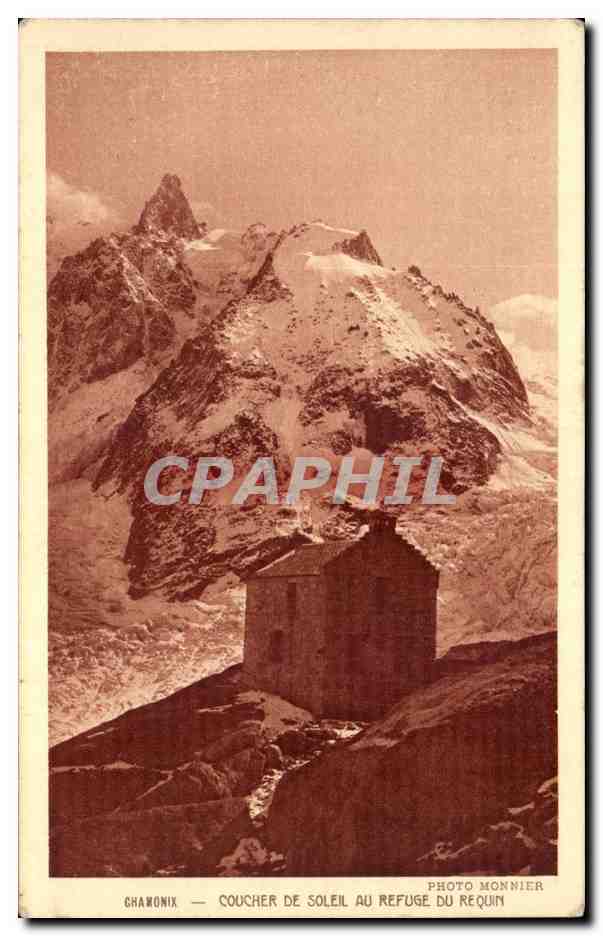 CPA Chamonix Coucher de coleil au refuge du requin