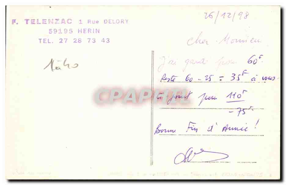 CPA Evian les Bains Vue generale et le lac leman — Verso