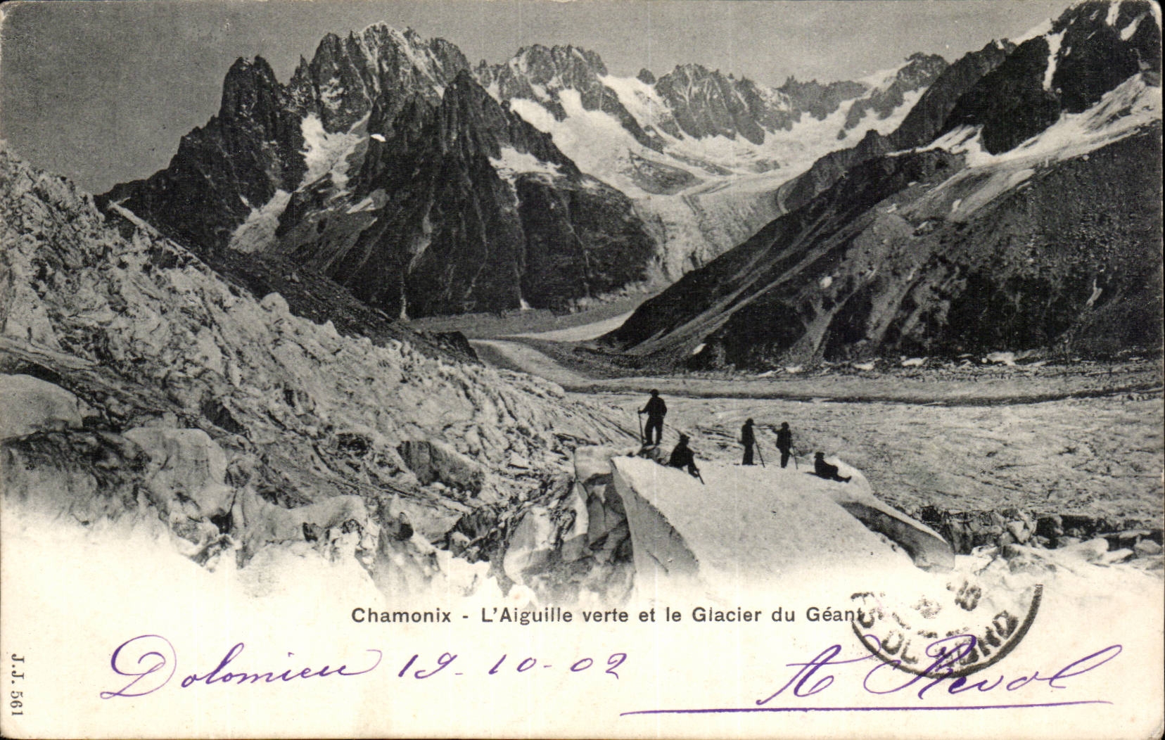 CPA Chamonix L'aiguille verte et le glacier du Geant