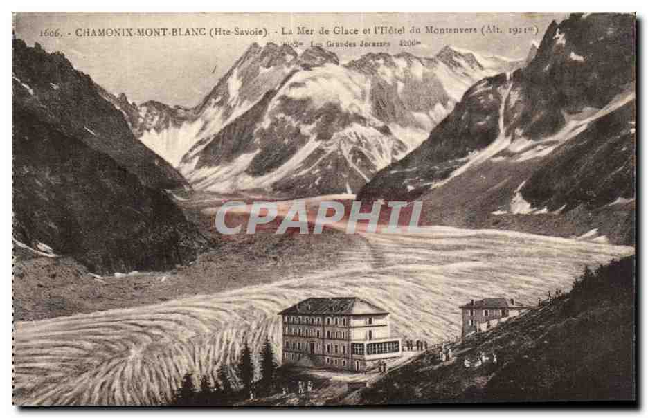 CPA Chamonix Mont Blanc La mer de glace et l'hotel de Montenvers