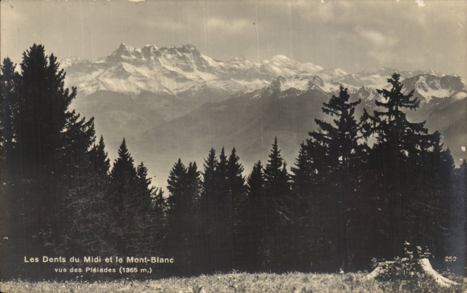 Les Dents du Midi et le Mont-Blanc — vus des Pléiades (1365 m.) — Édit. NEW PHOTO, Martin-Périgol, Lausanne