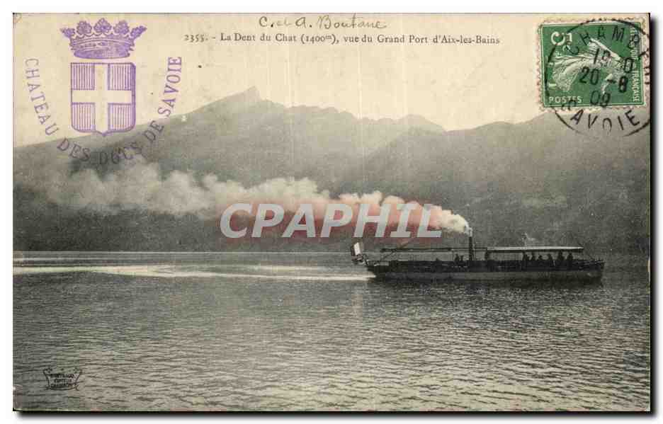 CPA La dent du chat vue du grand port d'Aix les Bains