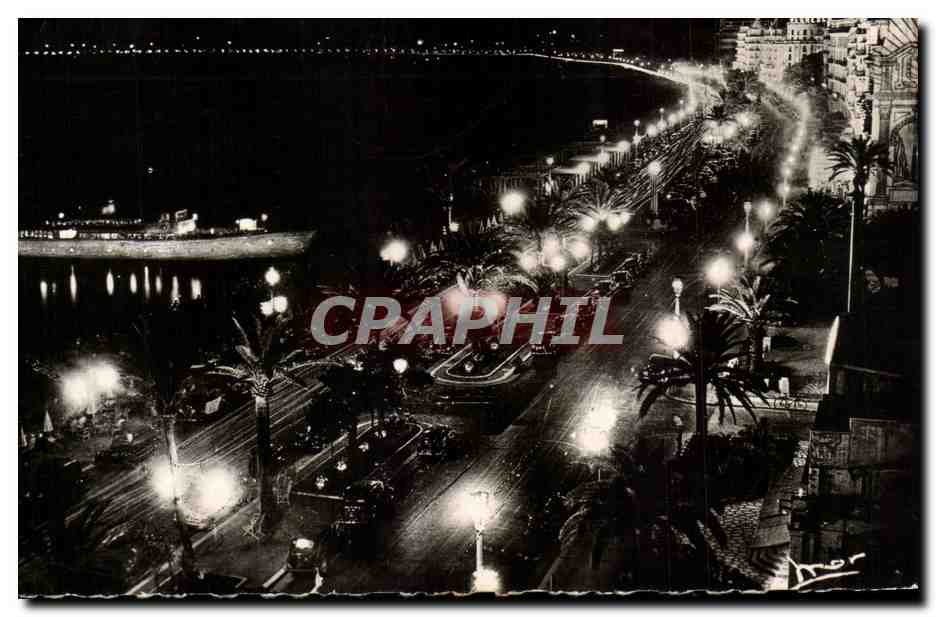 CPA Nice La promenade des anglais la nuit