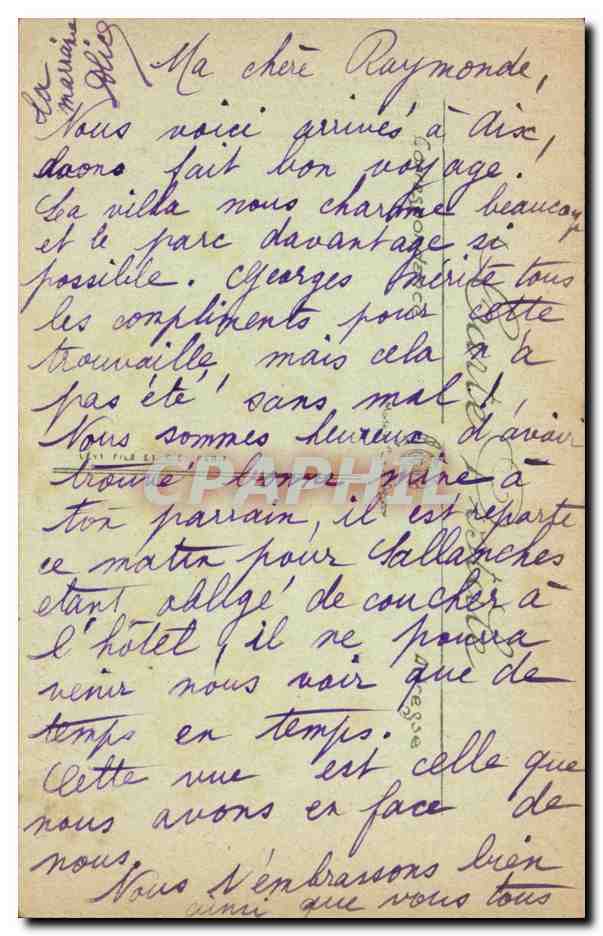 CPA Aix les Bains Vue generale et le Revard — Verso