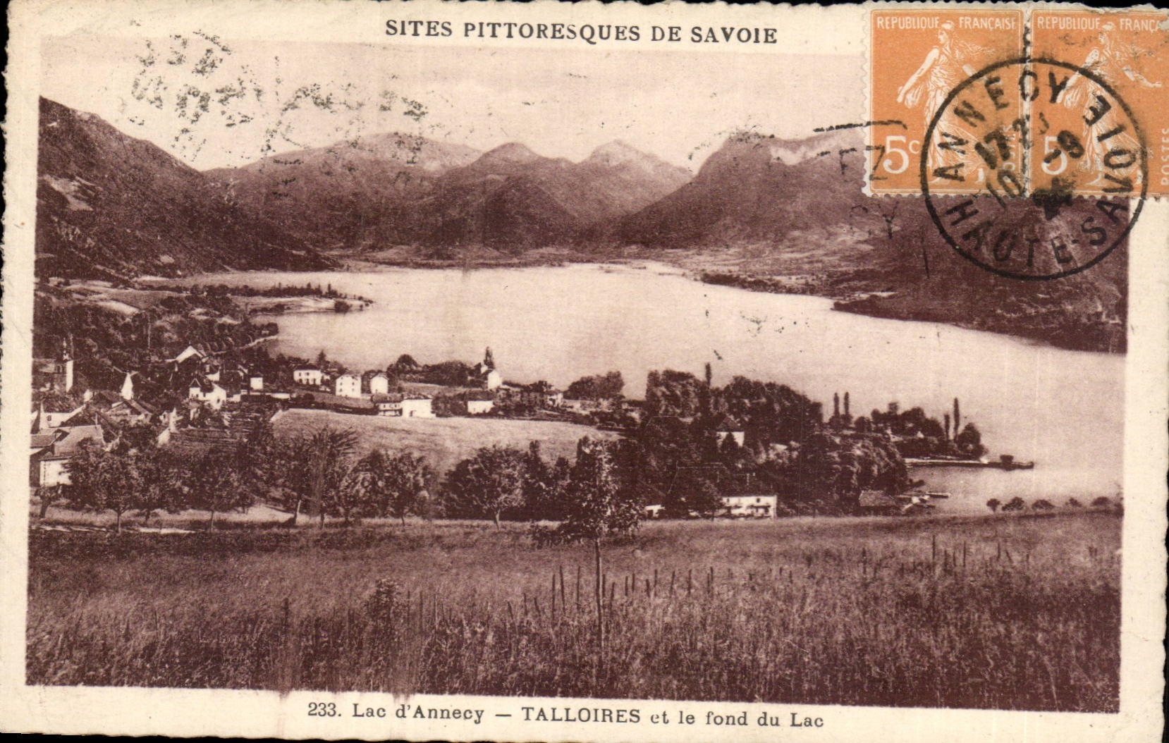 Lac d'Annecy — Talloires et le fond du Lac — Sites pittoresques de Savoie — n°233 — éditeur Parrot, Annecy