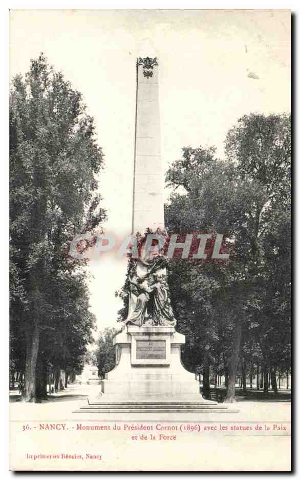 Nancy CPA Monument du President CArnot avec les statues de la paix et de la force