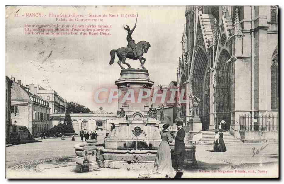 CPA Nancy Place Saint Epvre Statue de Rene II Palais du gouverneur