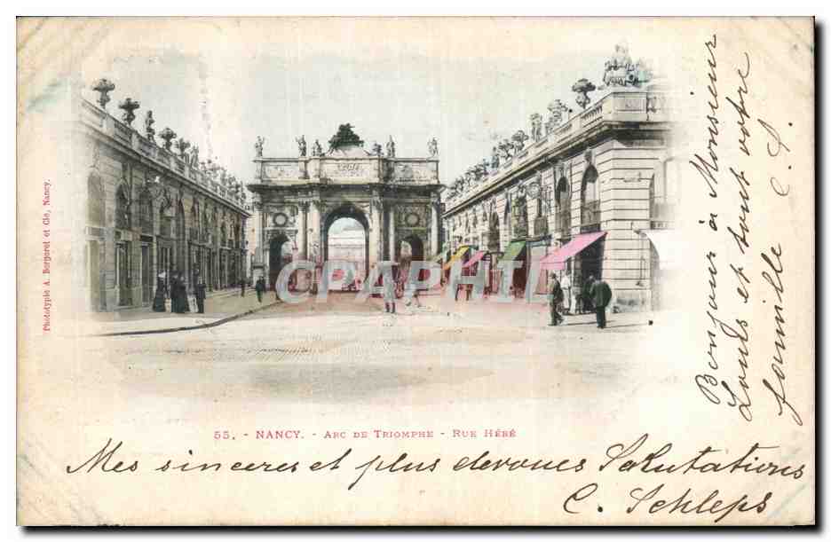 CPA Nancy Arc de Triomphe Rue Here