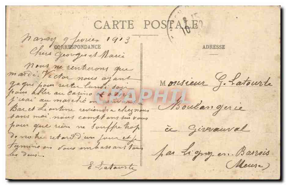 CPA Nancy Institut de Mathematiques et de physique — Verso