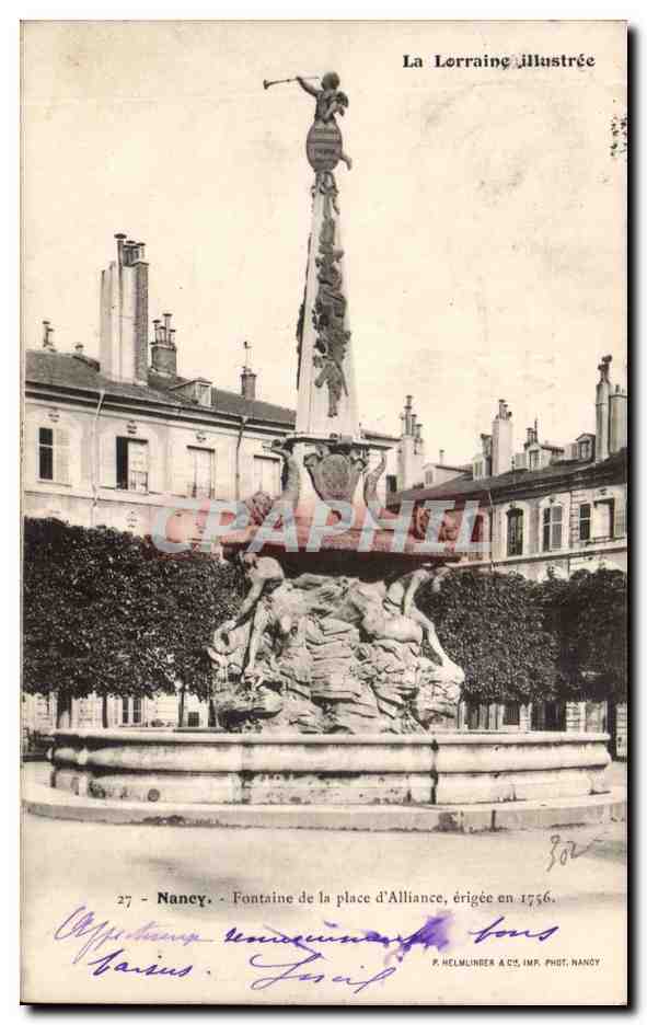 CPA Nancy Fontaine de la place d'Alliance erigee en 1756