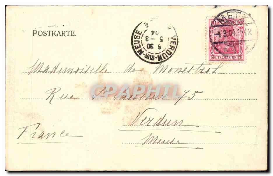 CPA Metz Kaiser Wilhelm Denkmal auf der esplanade — Rückseite