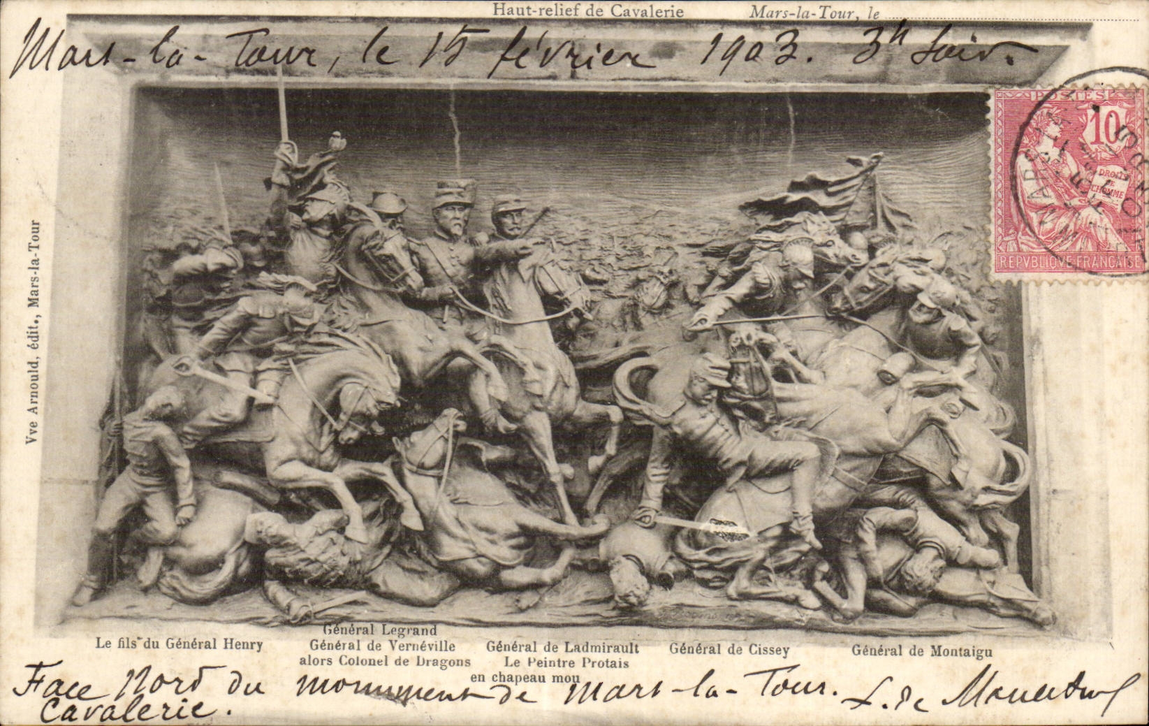 Haut-relief de Cavalerie — Mars-la-Tour, le 15 février 1903 — édité par Vve Arnauld, Mars-la-Tour