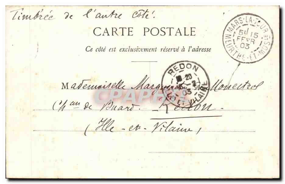 Haut-relief de Cavalerie — Mars-la-Tour, le 15 février 1903 — édité par Vve Arnauld, Mars-la-Tour — Rückseite