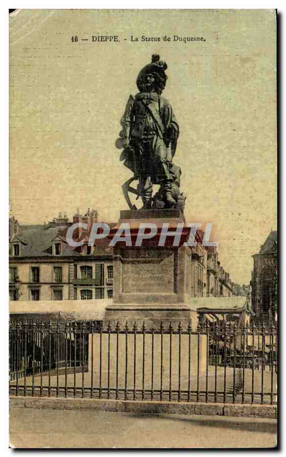 CPA Dieppe La statue de Duquesne