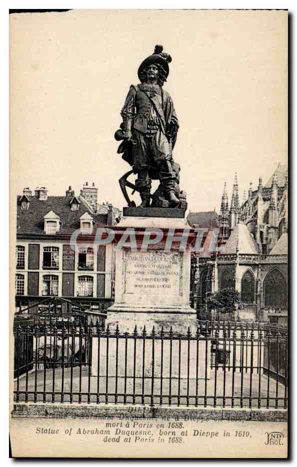 CPA Dieppe La statue de Duquesne
