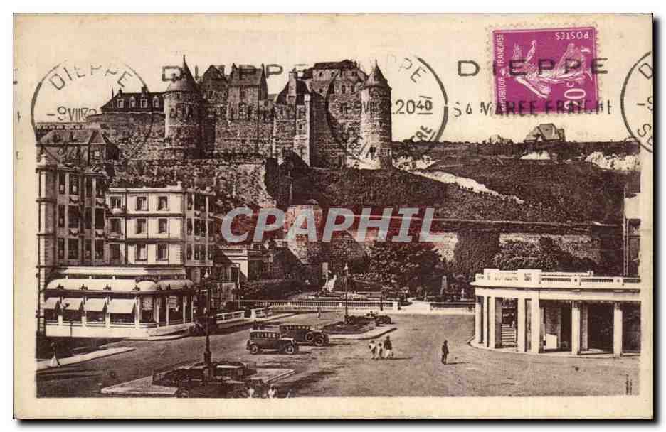 CPA Dieppe Galeries du casino et le vieux chateau