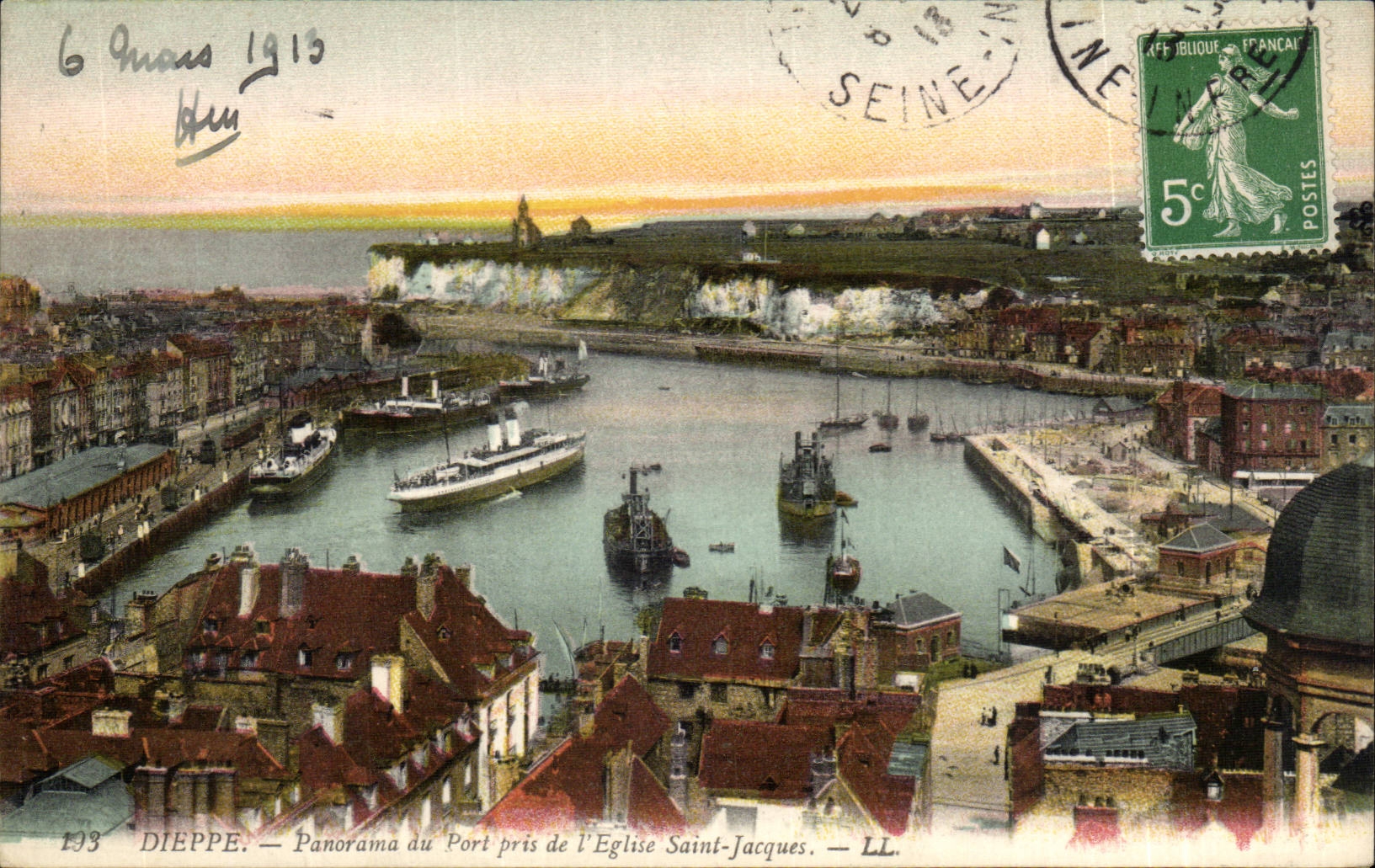 Dieppe CPA Panorama du port pris de l'eglise St Jacques