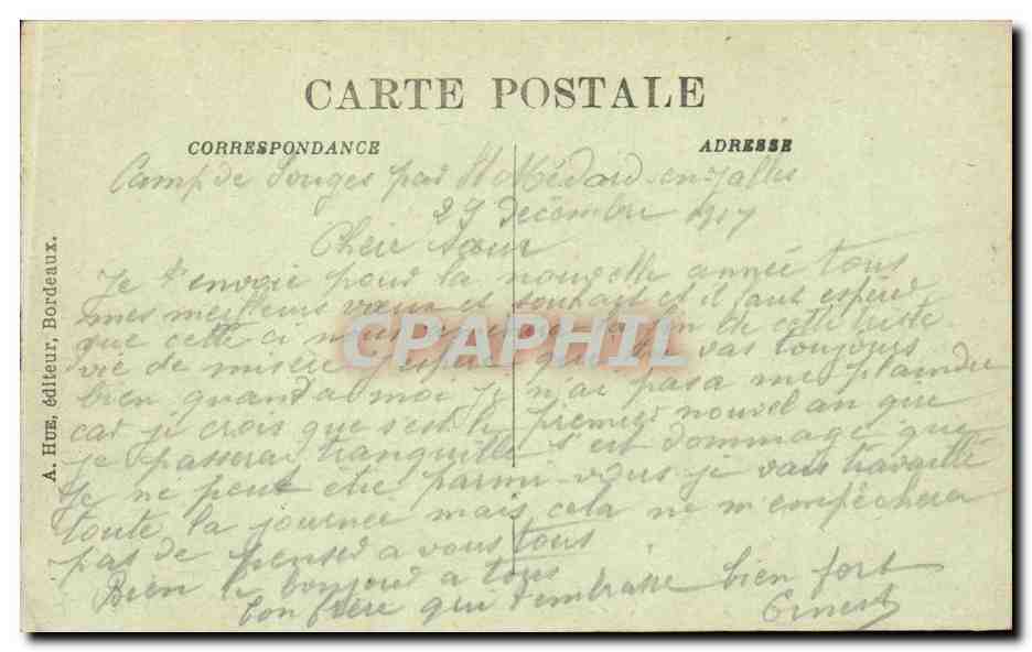 CPA Bordeaux Fontaine des Girondins — Verso