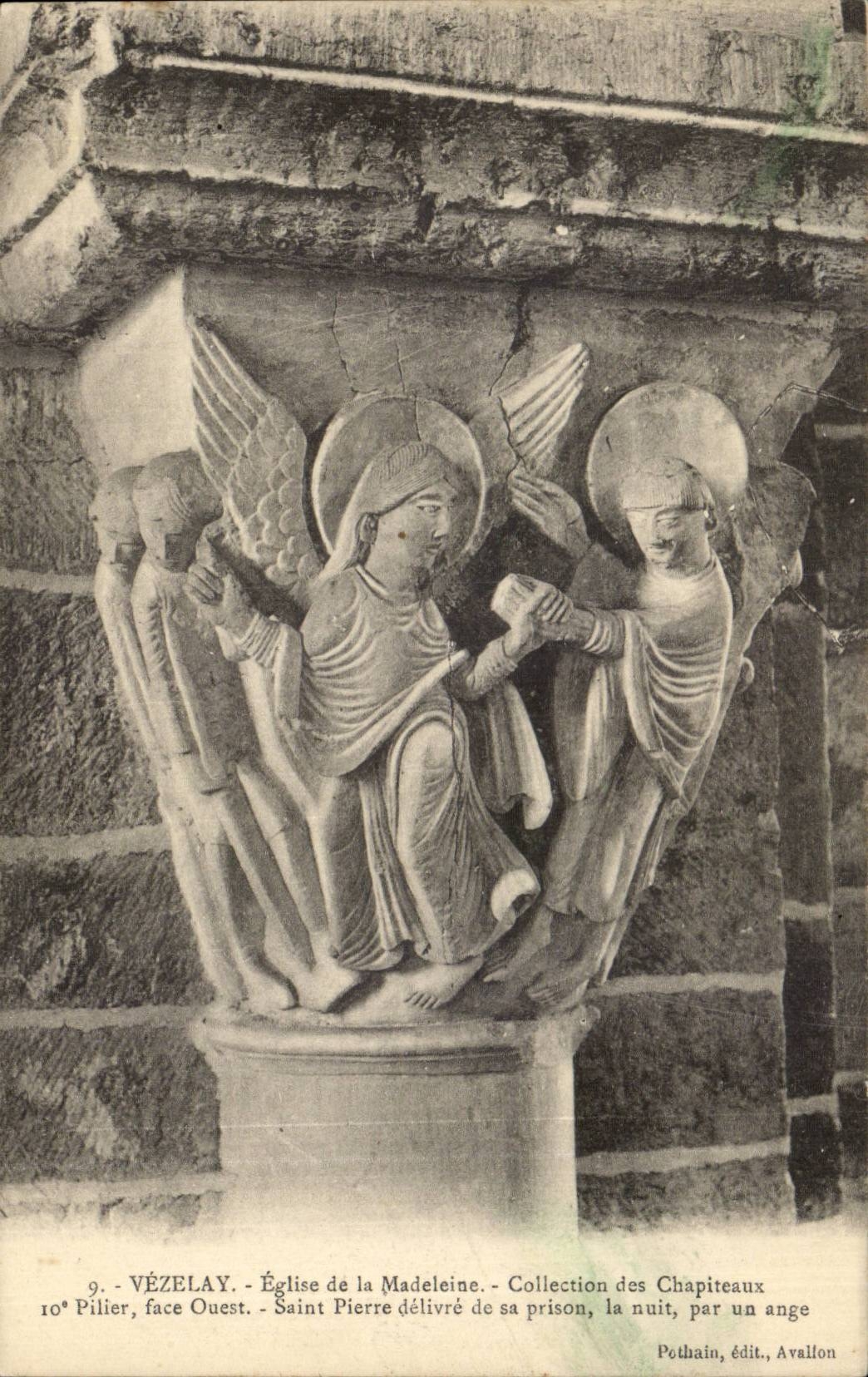VÉZELAY - Église de la Madeleine - Collection des Chapiteaux - Saint Pierre délivré de sa prison, la nuit, par un ange