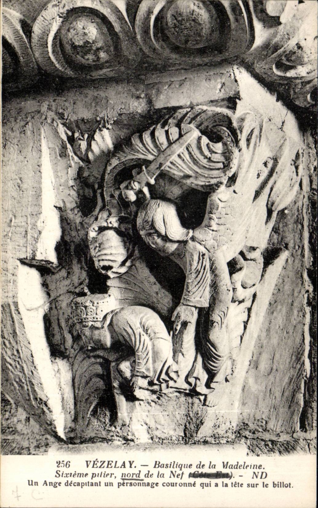 Vézelay — Basilique de la Vierge, Sixième pilier, nord de la nef — ND