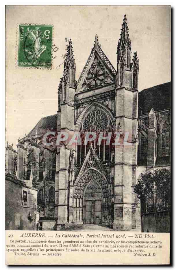 CPA Auxerre La cathedrale Portail lateral nord