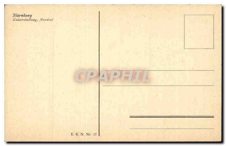 CPA Nurnberg Kaiserstallung Nordost — Rückseite
