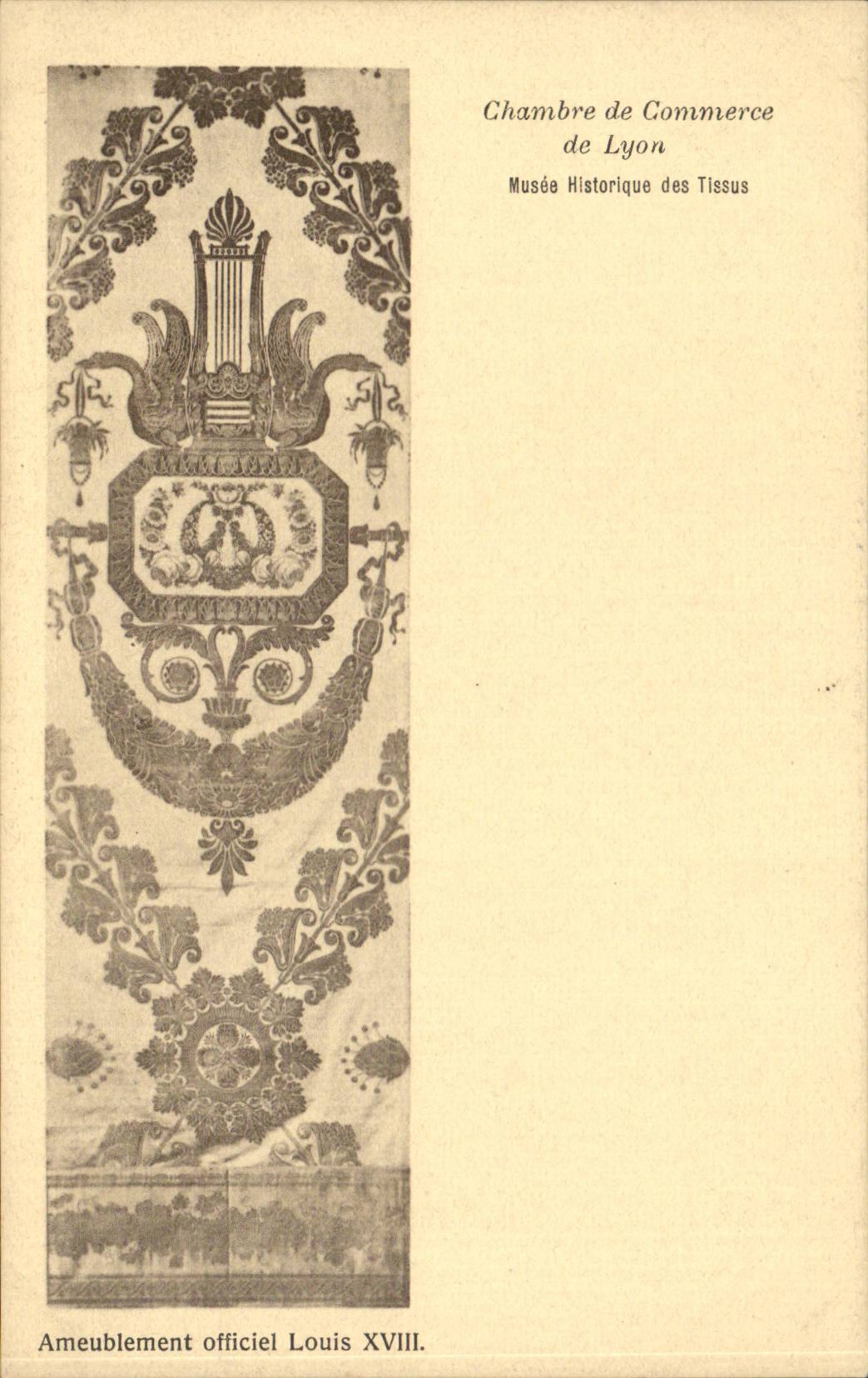 Ameublement officiel Louis XVIII — Chambre de Commerce de Lyon, Musée Historique des Tissus