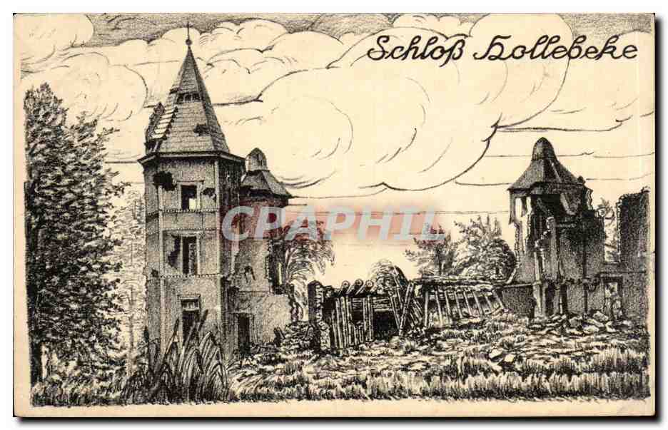 Schloß Hollebeke — ruines d'un château — Feldpostkarte