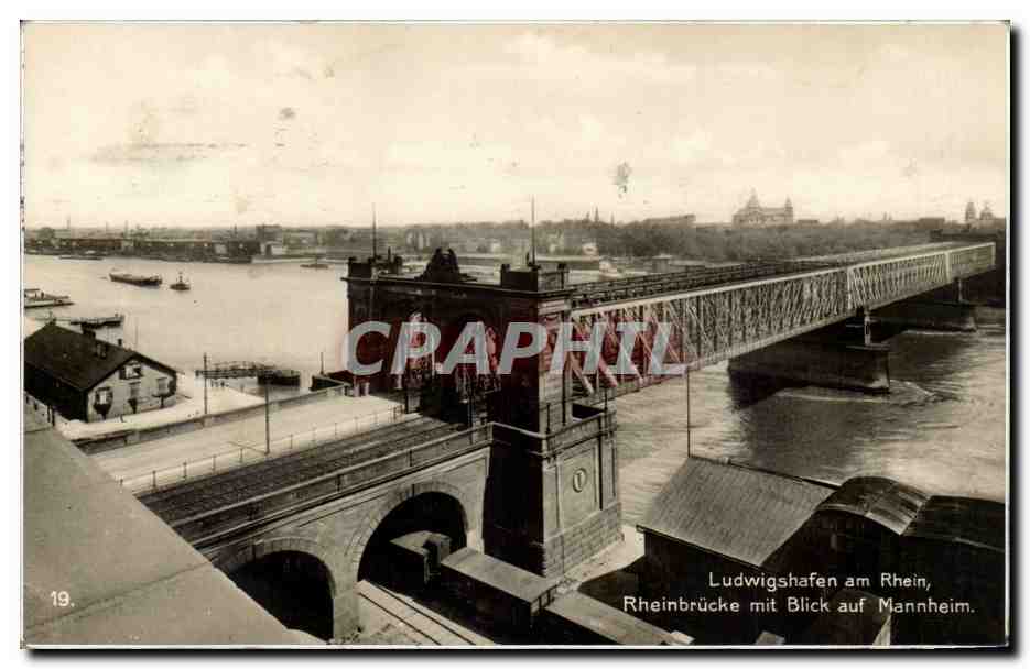 CPA Ludwigshafen am Rhein Rheinbrucke mit Blick auf mannheim