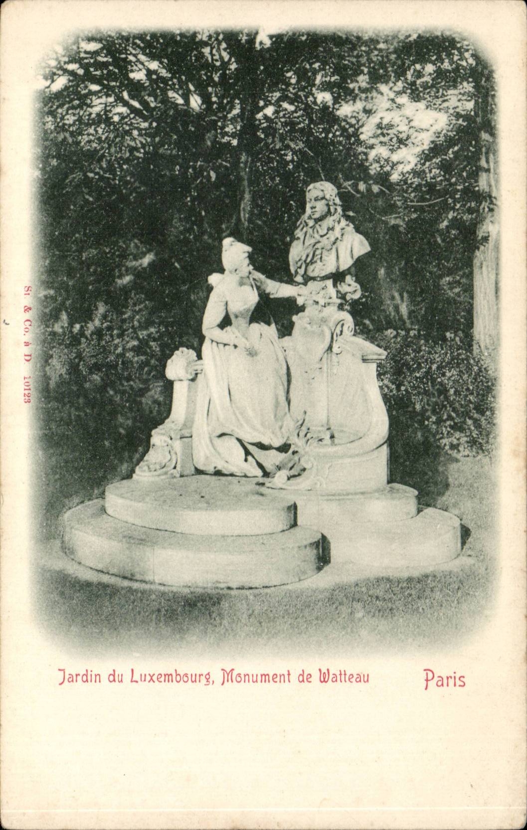 CPA Paris Luxembourg Jardin Monument de Watteau